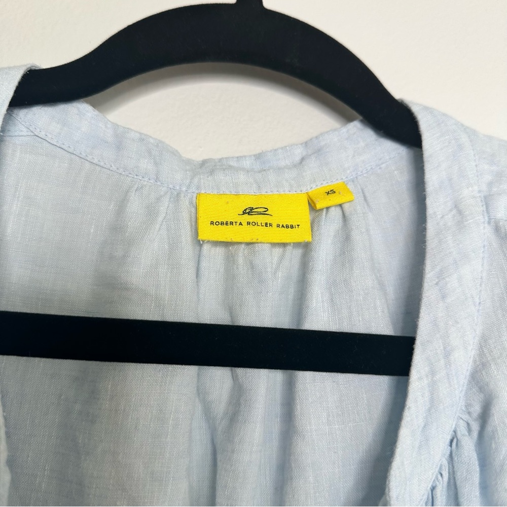 Roberta Roller Rabbit Blue Patterned Linen Tunic … - image 5